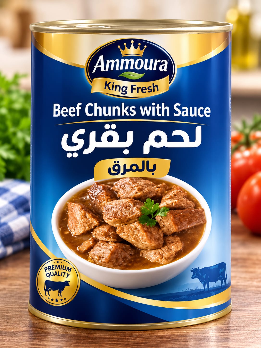 Ammoura King Fresh beef chunks with sauce 800g blue label